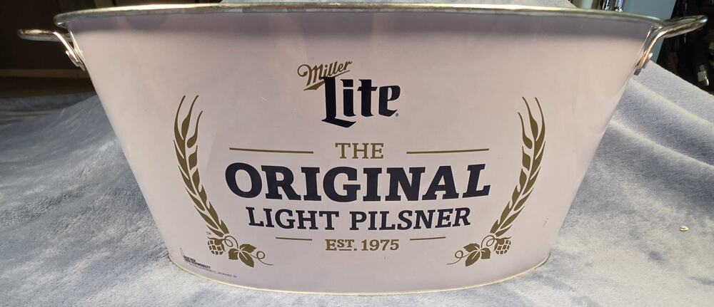 Miller Lite Metal Ice Bucket Beer Tub Original Light Pilsner Bar Decor